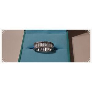 Stunning 5.6 Ct. DIAMONIQUE Baguette & Round Eternity Band Ring Sz 9